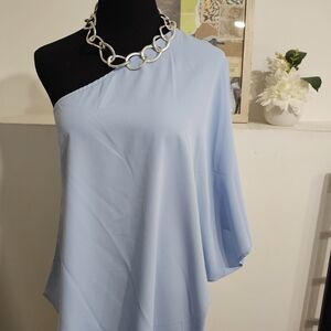 Elegant One-Shoulder Light Blue Top